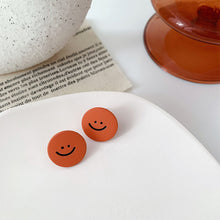 Load image into Gallery viewer, Cartoon Smiling Face Painted Earrings Female Cute Dripping Flower Earrings Creative Asymmetric Ear Clips Women Jewelry Accessories
