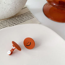 Load image into Gallery viewer, Cartoon Smiling Face Painted Earrings Female Cute Dripping Flower Earrings Creative Asymmetric Ear Clips Women Jewelry Accessories
