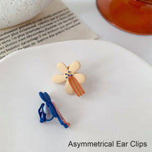 Load image into Gallery viewer, Cartoon Smiling Face Painted Earrings Female Cute Dripping Flower Earrings Creative Asymmetric Ear Clips Women Jewelry Accessories
