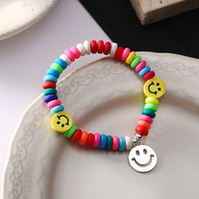 Load image into Gallery viewer, Rainbow Smiley Bracelet Rice Beads Handmade Fashion Elastic Rope Bead Bracelet Creative Women Jewelry Accessories
