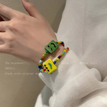 Load image into Gallery viewer, Cute Cartoon Little Monster Colorful Beaded Ceramic Bracelet Creative Rice Beads Elastic Wristband Women Bracelet Jewelry
