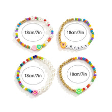 Load image into Gallery viewer, 4pcs/set Retro Stitching Soft Clay Small Flower Heart Rice Beads Bracelet Set Temperament Imitation Pearl Heart Letter Bracelet
