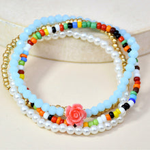 Load image into Gallery viewer, 4pcs/set Elastic Rope Rose Crystal Bracelet Female Multi-layer Combination Pearl Rice Beads Bracelet Women Beaded Jewelry
