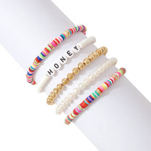 Load image into Gallery viewer, 5pcs/set Hand Braided Beaded Colorful Resin Bracelet Boho Bracelet Rice Beads Women Girls Wristband Jewelry Accessories
