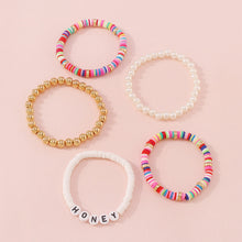Load image into Gallery viewer, 5pcs/set Hand Braided Beaded Colorful Resin Bracelet Boho Bracelet Rice Beads Women Girls Wristband Jewelry Accessories
