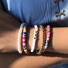 Load image into Gallery viewer, 5pcs/set Hand Braided Beaded Colorful Resin Bracelet Boho Bracelet Rice Beads Women Girls Wristband Jewelry Accessories
