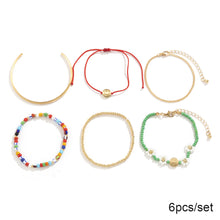Load image into Gallery viewer, 6pcs/set Pastoral Beaded Contrasting Color Rice Beads Jewelry Creative Smiley Daisy Multilayer Bracelet Women Jewelry Gifts
