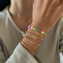 Load image into Gallery viewer, 4pcs/set Bohemian Daisy Flower Rice Bead Bracelet Women's Metal Hollow Chain Beaded Bracelet Girl Female Jewelry Accessories
