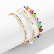 Load image into Gallery viewer, 3pcs/set Boho Colorful Acrylic Letter Bracelet Rice Beads Beaded Wristband Charm Set Summer Women Jewelry Accessories
