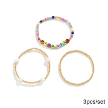 Load image into Gallery viewer, 3pcs/set Boho Colorful Acrylic Letter Bracelet Rice Beads Beaded Wristband Charm Set Summer Women Jewelry Accessories
