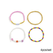 Load image into Gallery viewer, 4pcs/set Boho Colorful Daisy Flower Rice Bead Bracelet Simple Beaded Wristband Charm Set Summer Women Jewelry Accessories
