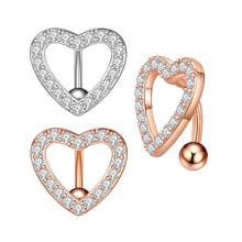 Load image into Gallery viewer, Fashion Belly Button Ring Creative Heart Shape Belly Button Nail Full Inlaid Stone Jewelry Rhinestones Women Sexy Body Nails
