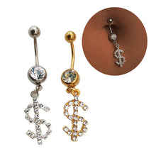 Load image into Gallery viewer, Creative Dollar Letter Belly Button Ring Non-porous Body Piercing Jewelry Zircon Fashion Women Body Sexy Accessories
