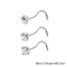 Load image into Gallery viewer, 3pcs/set Stainless Steel Zircon Nose Stud Star Right Angle Titanium Steel Nose Set Piercing Jewelry Women Men Body Accessories
