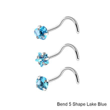 Load image into Gallery viewer, 3pcs/set Stainless Steel Zircon Nose Stud Star Right Angle Titanium Steel Nose Set Piercing Jewelry Women Men Body Accessories
