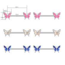 Load image into Gallery viewer, Fashion Sexy Drip Blue Butterfly Nails Nipple Ring Stainless Steel Symmetrical Piercing Jewelry Pectoral Body Accessories
