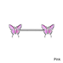 Load image into Gallery viewer, Fashion Sexy Drip Blue Butterfly Nails Nipple Ring Stainless Steel Symmetrical Piercing Jewelry Pectoral Body Accessories
