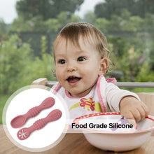 Load image into Gallery viewer, 2pcs/Set Baby Feeding Training Spoons Utensils Set Toddler Leaning Eating Tableware Baby Silicone Teether Toys Feeding Scoop Training
