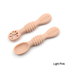Load image into Gallery viewer, 2pcs/Set Baby Feeding Training Spoons Utensils Set Toddler Leaning Eating Tableware Baby Silicone Teether Toys Feeding Scoop Training
