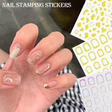 Load image into Gallery viewer, Nail Stamping Stickers Simple Laser Gold Edge Hollow Nail Stickers DIY Nail Art Decoration Manicure Accessories

