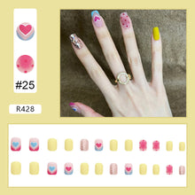 Load image into Gallery viewer, 24pcs/set Fashion Multicolor Nail Pieces Cute Fake Nail Patches Removable Fake Nails Extensions Nail Art Accessories
