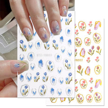 Load image into Gallery viewer, Nail Art Stickers Tulip Nail Art Stickers Blue Tulip Gold Plated Nail Stickers Nail Art Decoration Manicure Accessories
