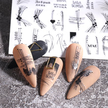 Load image into Gallery viewer, Nail Stickers Black Line Willow Leaf Butterfly Floral Leaf Nail Stickers Nail Art Decoration Manicure Accessories
