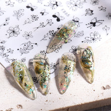Load image into Gallery viewer, Nail Stickers Black Line Willow Leaf Butterfly Floral Leaf Nail Stickers Nail Art Decoration Manicure Accessories
