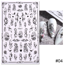 Load image into Gallery viewer, Nail Stickers Black Line Willow Leaf Butterfly Floral Leaf Nail Stickers Nail Art Decoration Manicure Accessories
