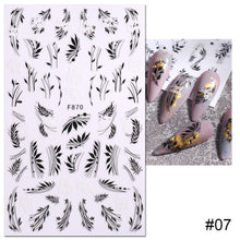 Load image into Gallery viewer, Nail Stickers Black Line Willow Leaf Butterfly Floral Leaf Nail Stickers Nail Art Decoration Manicure Accessories
