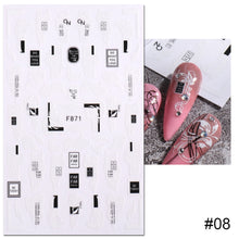 Load image into Gallery viewer, Nail Stickers Black Line Willow Leaf Butterfly Floral Leaf Nail Stickers Nail Art Decoration Manicure Accessories
