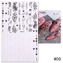Load image into Gallery viewer, Nail Stickers Black Line Willow Leaf Butterfly Floral Leaf Nail Stickers Nail Art Decoration Manicure Accessories
