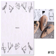 Load image into Gallery viewer, Nail Stickers Black Line Willow Leaf Butterfly Floral Leaf Nail Stickers Nail Art Decoration Manicure Accessories
