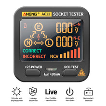Load image into Gallery viewer, ANENG AC11 Digital Smart Socket Tester Multifunction Socket Voltage Test Socket Detector US/UK/EU/AU Plug Ground Zero Line Phase Check Rcd NCV Test
