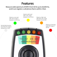 Load image into Gallery viewer, Portable Handheld 5 LED EMF Gauss Meter KII K2 Electromagnetic Radiation Detectors Gauss Detector EMF Magnetic Field Detector

