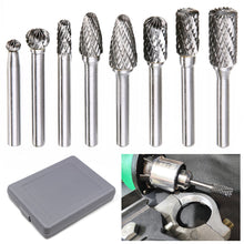 Load image into Gallery viewer, 8Pcs/Set Of 6mm To 12mm Carbide Burr Drill Bits For Cnc Engraving 1/4" Rotary Cutter Lime W/ Box
