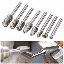 Load image into Gallery viewer, 8Pcs/Set Of 6mm To 12mm Carbide Burr Drill Bits For Cnc Engraving 1/4" Rotary Cutter Lime W/ Box
