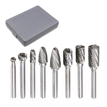 Load image into Gallery viewer, 8Pcs/Set Of 6mm To 12mm Carbide Burr Drill Bits For Cnc Engraving 1/4" Rotary Cutter Lime W/ Box
