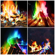 Load image into Gallery viewer, 10g/15g/25g/30g Coloured Fire Flames Powder Flame Colorant Magic Fire Trick Outdoor Camping Bonfire Hiking Survival Tools
