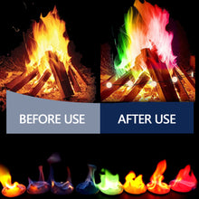 Load image into Gallery viewer, 10g/15g/25g/30g Coloured Fire Flames Powder Flame Colorant Magic Fire Trick Outdoor Camping Bonfire Hiking Survival Tools
