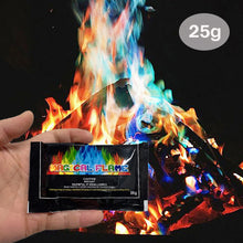 Load image into Gallery viewer, 10g/15g/25g/30g Coloured Fire Flames Powder Flame Colorant Magic Fire Trick Outdoor Camping Bonfire Hiking Survival Tools
