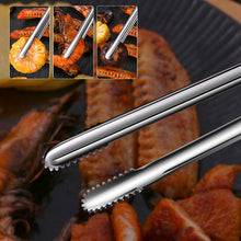 Load image into Gallery viewer, Stainless Steel Grill Tongs Cooking Utensils For BBQ Baking Silver Finger Chuck Bakery Clamp Pastry Tong Kitchen Camping Supplies
