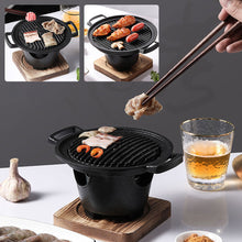 Load image into Gallery viewer, Mini BBQ Grill Japanese Alcohol Stove One Person Smokeless Barbecue Grill Korean Charcoal Stove Home Outdoor Oven Plate Roasting Cooker Gift
