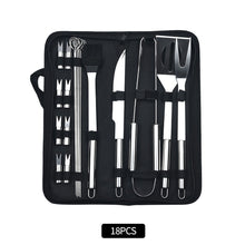 Load image into Gallery viewer, 20Pcs Stainless Steel BBQ Tools Set Spatula Fork Tongs Knife Brush Skewers Barbecue Grilling Utensil Accessories Outdoor Cooking Tool Set
