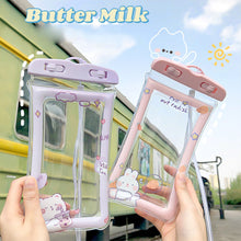 Load image into Gallery viewer, Cute Cartoon Mobile Phone Waterproof Bag Airbag Floating Touch Screen Protective Cover Drifting Swimming Mobile Phone Bag
