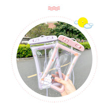 Load image into Gallery viewer, Cute Cartoon Mobile Phone Waterproof Bag Airbag Floating Touch Screen Protective Cover Drifting Swimming Mobile Phone Bag
