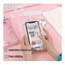 Load image into Gallery viewer, Cute Cartoon Mobile Phone Waterproof Bag Airbag Floating Touch Screen Protective Cover Drifting Swimming Mobile Phone Bag
