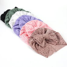 Load image into Gallery viewer, Newborn Baby Hat Elastic Baby Bow Knotted Hats Soft Cotton Infant Headbands Knotn Headscarf Hat Baby Kids Headwear

