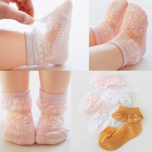 Load image into Gallery viewer, Summer Newborn Socks Breathable Cotton Socks Baby 0-36 Months Infant Lace Socks Dress Up for Girls Boys Gift

