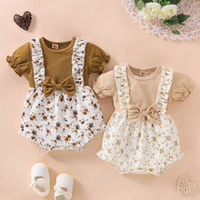 Load image into Gallery viewer, Summer Newborn Floral Fake Two-piece Romper Cotton Infant Bodysuit Short Sleeve Romper Toddler Baby Clothes
